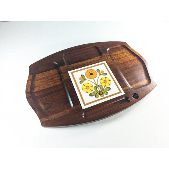 1970s wooden cheese board 18 x 12", decorative wooden charcuterie tray with - Picture 5 of 10